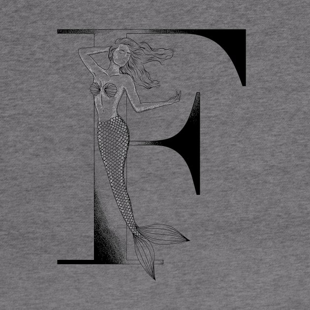 Mermaid Monogram F by Elizabeth Weglein Art